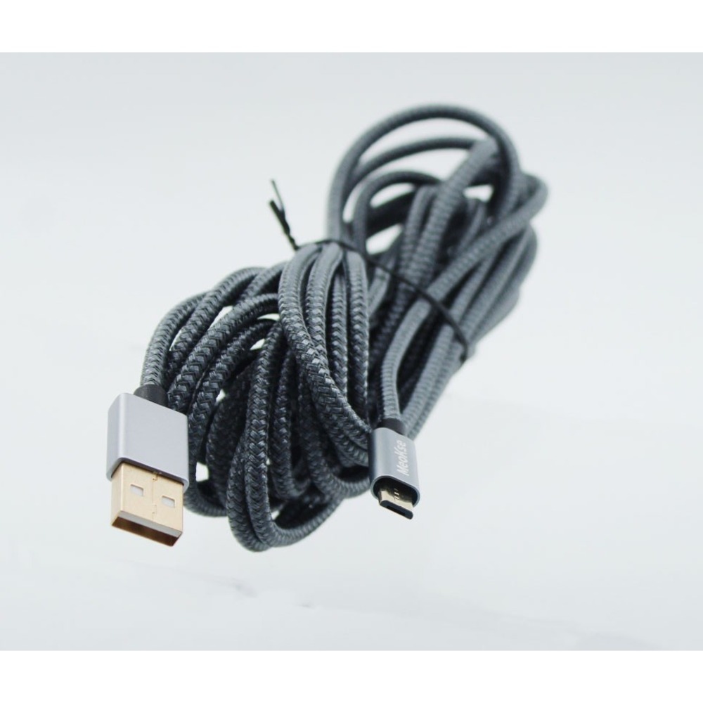 Meokse Braided Micro USB Gold Plated Charcoal Gray Charging Data Sync 19 ft